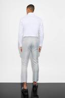 Mens Light Grey Skinny Crop Mini Texture Suit Trousers