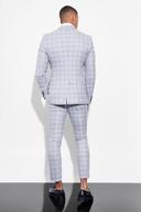 Mens Light Grey Skinny Single Breasted Check Suit Jacket