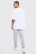 Mens Light Grey Skinny Stretch Overdye Jeans