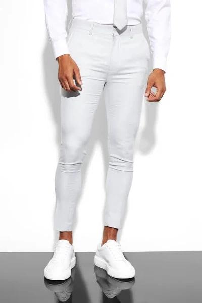 Mens Light Grey Super Skinny Micro Texture Suit Trousers