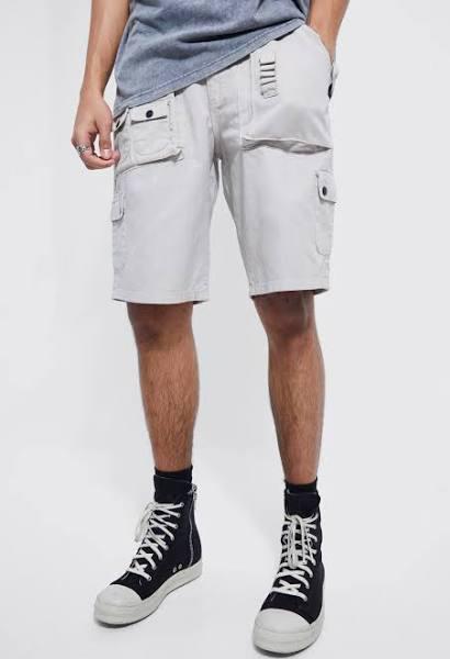 Mens Light Grey Tall Relaxed Fit Multi Pocket Cargo Short