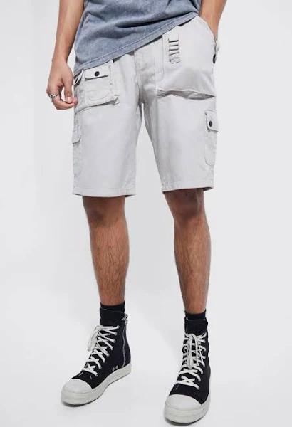 Mens Light Grey Tall Relaxed Fit Multi Pocket Cargo Short