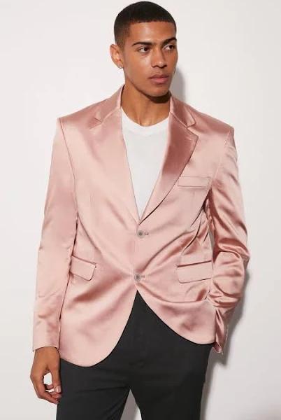 Mens Light Pink Boxy Oversized Satin Blazer