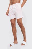 Mens Light Pink Mid Length Pintuck Swim Shorts