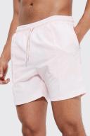 Mens Light Pink Mid Length Pintuck Swim Shorts