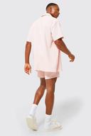 Mens Light Pink Oversized Crinkle Shirt and Short
