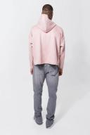 Mens Light Pink Oversized Sueded Scuba Boxy Hoodie