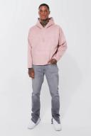 Mens Light Pink Oversized Sueded Scuba Boxy Hoodie