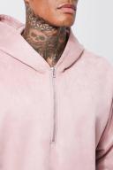 Mens Light Pink Oversized Sueded Scuba Boxy Hoodie