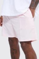 Mens Light Pink Plus Mid Length Pintuck Swim Shorts