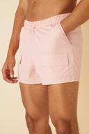Mens Light Pink Short Length Cargo Bungee Swim Shorts