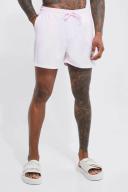 Mens Light Pink Short Length Seersucker Swim Shorts