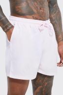 Mens Light Pink Short Length Seersucker Swim Shorts