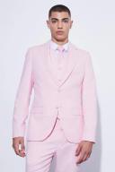 Mens Light Pink Skinny Micro Texture Suit Jacket