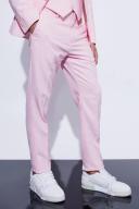 Mens Light Pink Skinny Micro Texture Suit Trousers