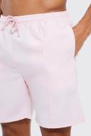 Mens Light Pink Tall Mid Length Pintuck Swim Shorts