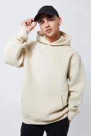 Mens Light Sand Bonded Oversized Scuba Hoodie