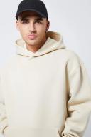 Mens Light Sand Bonded Oversized Scuba Hoodie