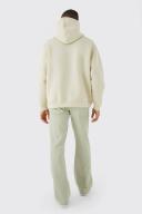 Mens Light Sand Bonded Oversized Scuba Hoodie