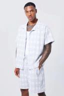 Mens Lilac Boucle Shirt & Short Set