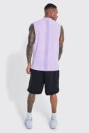 Mens Lilac Limited Embossed Drop Armhole Vest