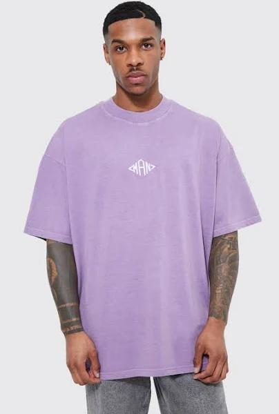 Mens Lilac Man Oversized Heavyweight Washed T-Shirt