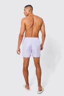 Mens Lilac Mid Length Plain Drawcord Detail Swim Shorts