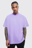 Mens Lilac Oversized Extended Neck Heavy T-Shirt