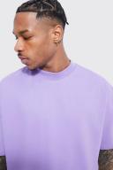 Mens Lilac Oversized Extended Neck Heavy T-Shirt