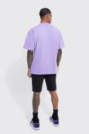 Mens Lilac Oversized Extended Neck Heavy T-Shirt
