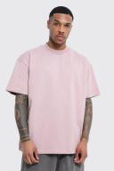 Mens Lilac Oversized Heavyweight Extended Neck T-Shirt
