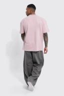 Mens Lilac Oversized Heavyweight Extended Neck T-Shirt
