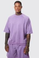 Mens Lilac Oversized Heavyweight Wash Loopback Short Set