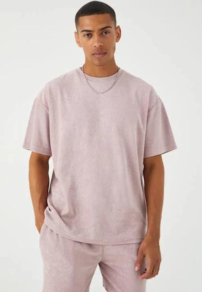 Mens Lilac Oversized Premium Towelling T-Shirt