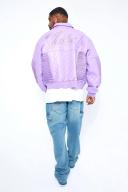 Mens Lilac Plus Boxy Fit PU Quilted Collared Bomber