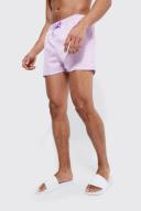 Mens Lilac Short Length Pintuck Swim Shorts
