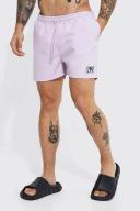 Mens Lilac Short Length Woven Tab Swim Shorts