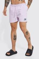 Mens Lilac Short Length Woven Tab Swim Shorts