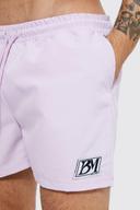 Mens Lilac Short Length Woven Tab Swim Shorts