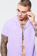 Mens Lilac Short Sleeve Linen Revere Shirt