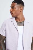 Mens Lilac Short Sleeve Revere Boucle Shirt