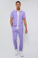 Mens Lilac Short Sleeve Textured Jersey Shirt