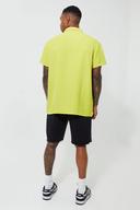 Mens Lime Short Sleeve Oversized Linen Revere Shirt