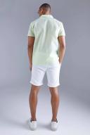 Mens Lime Short Sleeve Regular Linen Look Shirt