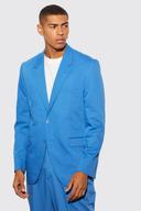 Mens Marine Blue Relaxed Fit Single Breasted Suit Jacket
