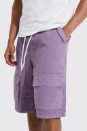 Mens Mauve Fixed Waist Relaxed Cargo Contrast Short
