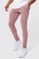 Mens Mauve Fixed Waist Stretch Skinny Chino