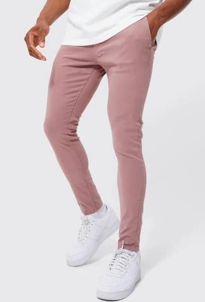 Mens Mauve Fixed Waist Stretch Skinny Chino