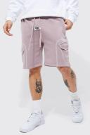 Mens Mauve Loose Slanted Cargo Jersey Short