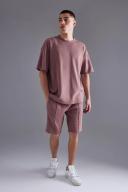 Mens Mauve Oversized Double Knit T-Shirt